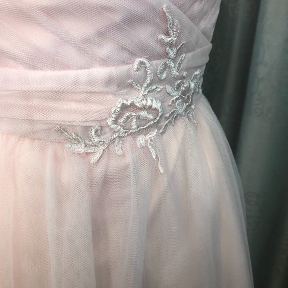 Sample Blush Bridesmaid Dress, Aline Flowy Short Formal Pageant Prom Mother - Picture 5 of 14